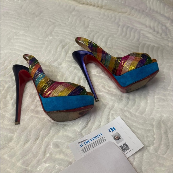 Christian Louboutin Vibrant Multicolor Platform Heels Size 6 - Picture 3 of 12